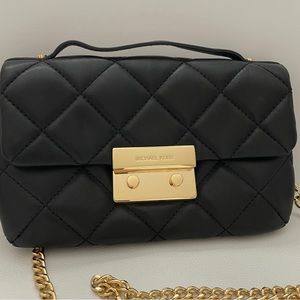 Michael Kors Sloan Black Quilted Small Leather clutch Bag